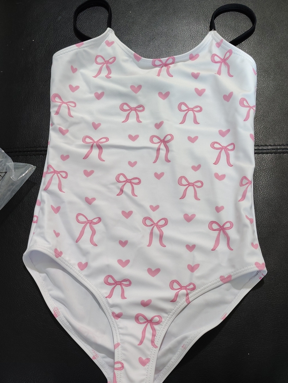 White One-Piece Swimsuit with Pink Bows & Hearts